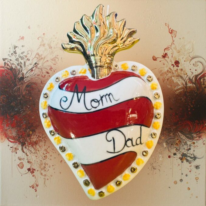 cuore ceramica Mom and Dad sartoria luminarie bologna 0
