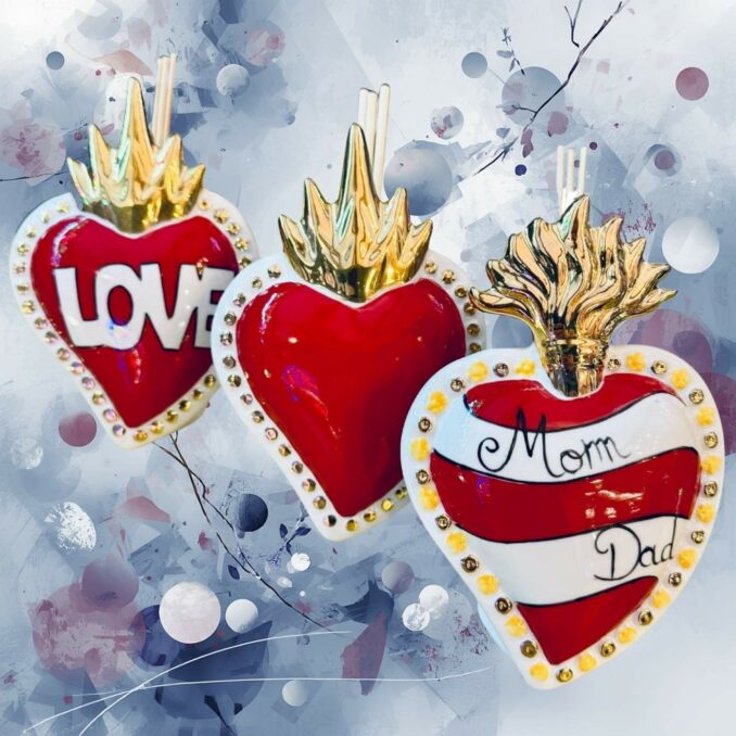 cuore ceramica Mom and Dad sartoria luminarie bologna 0