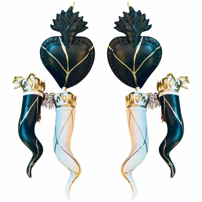 cuore ceramica nero kentsuji sartoria luminarie bologna 0