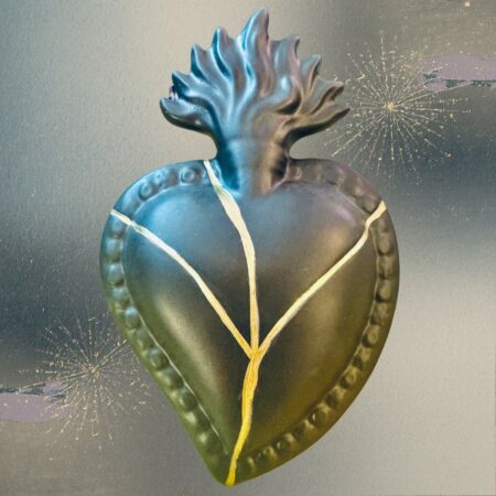 cuore ceramica nero kentsuji sartoria luminarie bologna 0